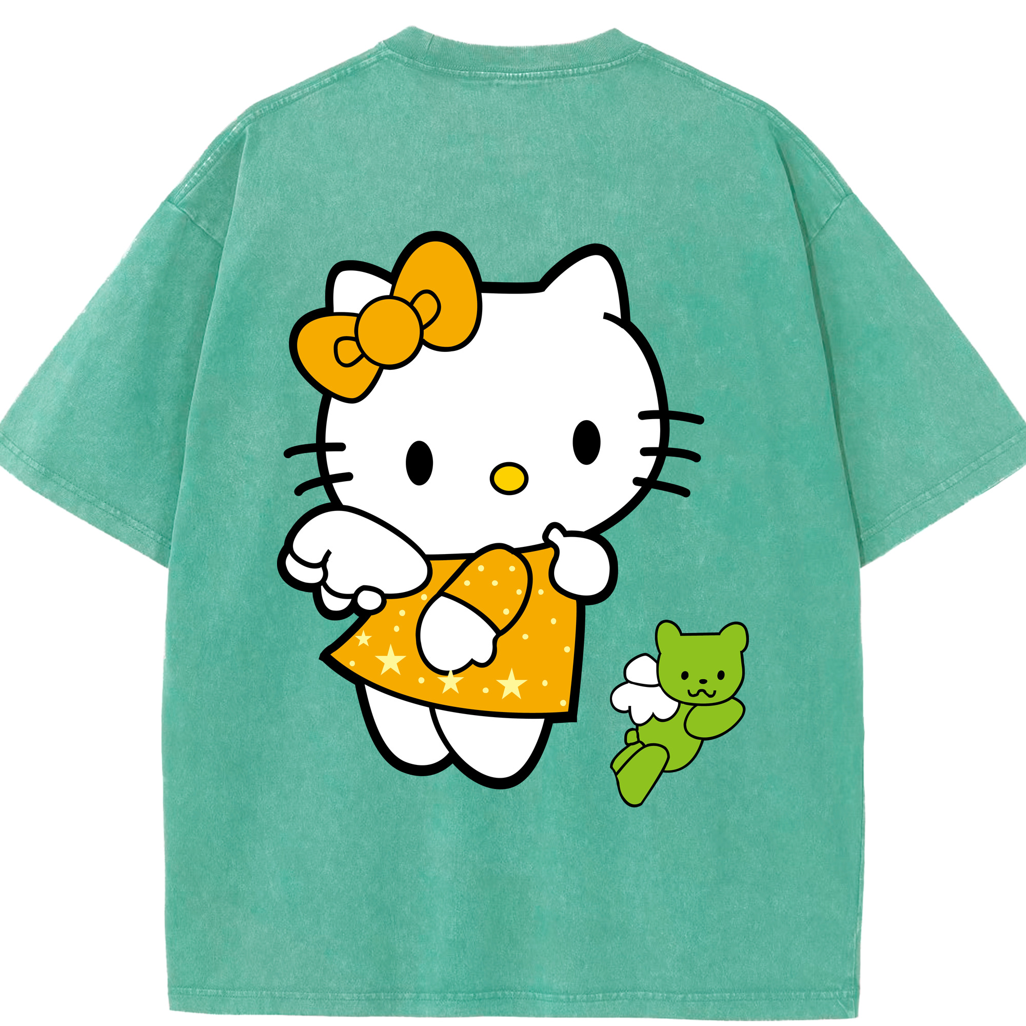 （画像用） Hello Kitty ハローキティ 綿100% ヴィンテージ風 半袖Tシャツ（背面プリント）